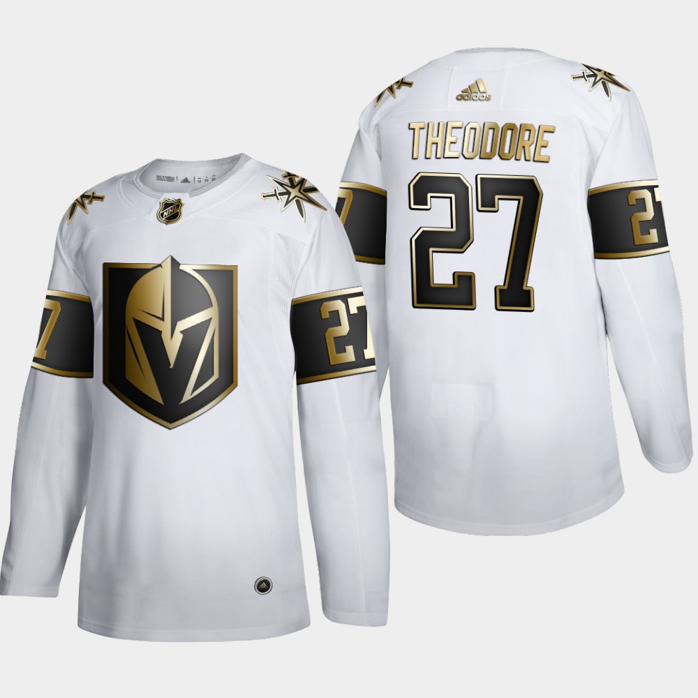 Men Vegas Golden Knights #27 Shea Theodore Adidas White Golden Edition Limited Stitched NHL Jersey